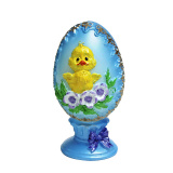 Свеча Пасхальное яйцо с цыпленком голубое - фото