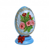 Свеча Пасхальное яйцо с цветами голубое - фото