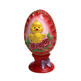 Свеча Пасхальное яйцо с цыпленком красное - фото