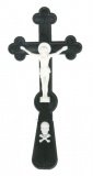 Крест в руку,черный , с белым распятием - фото